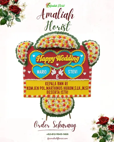 Karangan Papan Bunga Pernikahan di Kendaldoyong